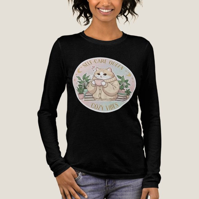 Self-Care Queen Cat Cozy Aesthetic Shirt (Vorderseite)