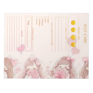 Self-Care-Rosé und Gold Wasserfarbe-Planer  Notizblock