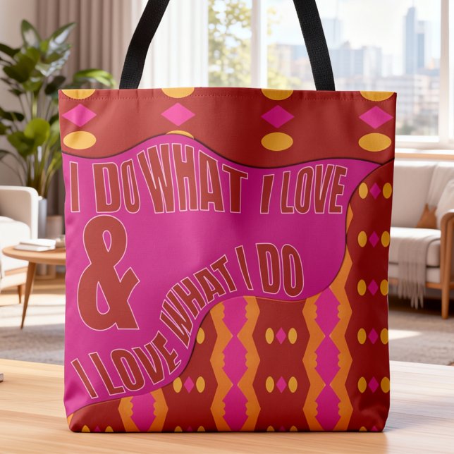 Self Expression Brown Pink Patterned Tasche (A little motivation you can carry all day. Fun & playful in pink and brown.)