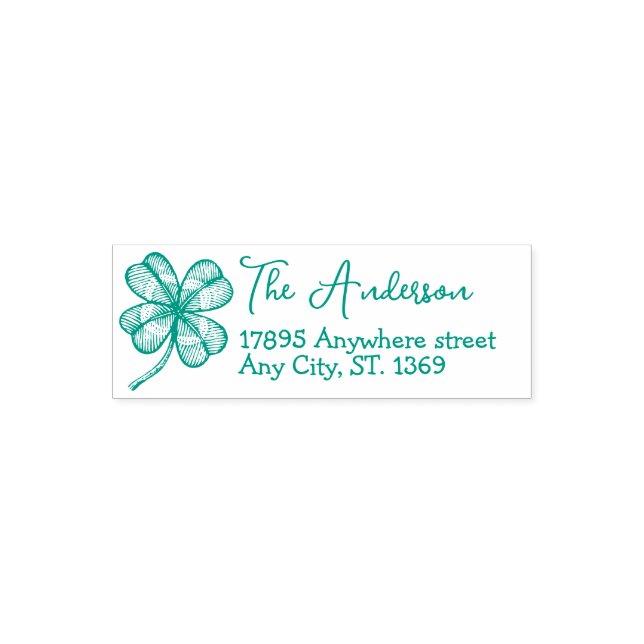 Self Inking Return Address Stamp with lucky clover Permastempel (Design)