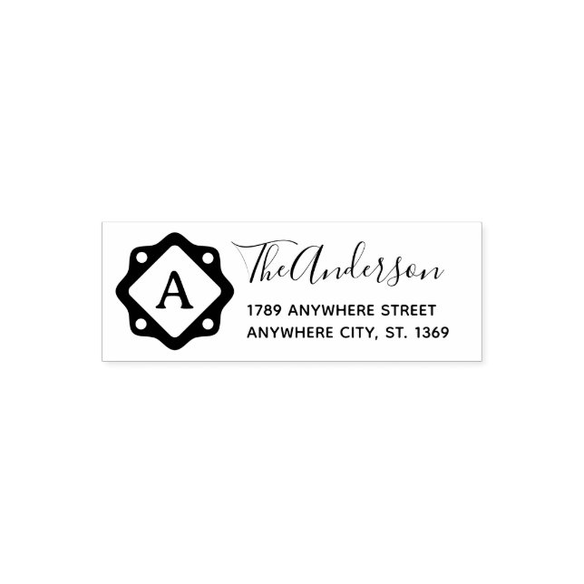 Self Inking Return Address Stamp with monogram. Permastempel (Design)