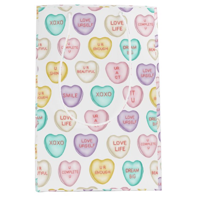 Self Love Candy Hearts - Sac cadeau blanc (Devant)