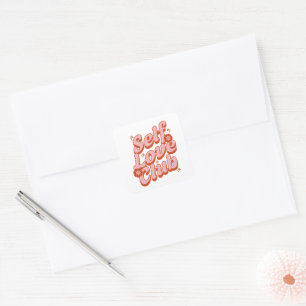 Self Love Club Retro Quadratischer Aufkleber