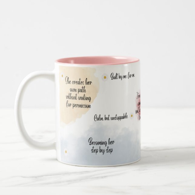 Self Love Inspirational Quote Mug, Soft Feminine  Zweifarbige Tasse (Links)