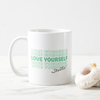 Self Love Mint Wavy Retro Custom Name Text Kaffeetasse