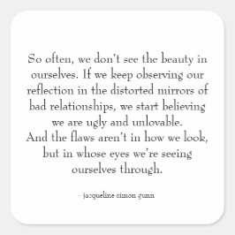 self-love quote quadratischer aufkleber