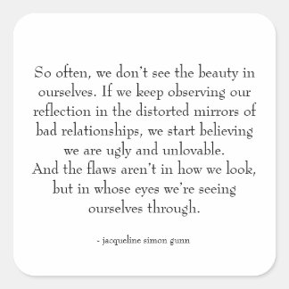 self-love quote quadratischer aufkleber