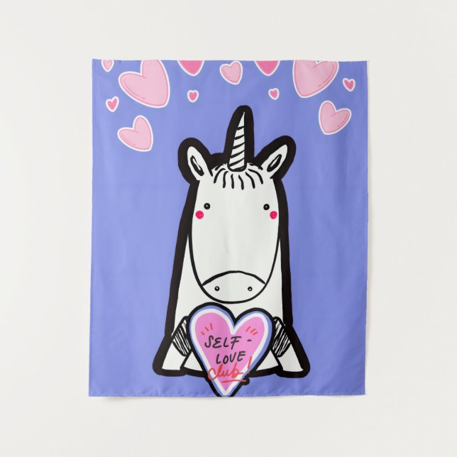 Self-Love Unicorn Wandteppich (Vorderseite)