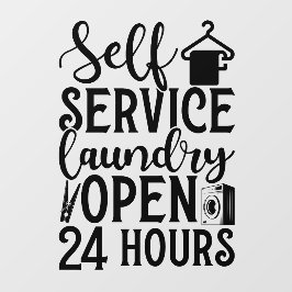 Self Service Laundry Open 24 Hours Fensteraufkleber