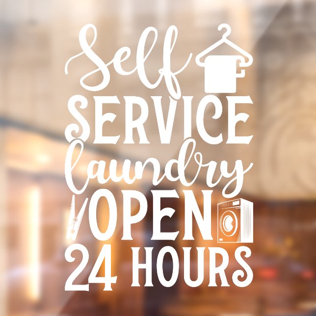 Self Service Laundry Open 24 Hours Fensteraufkleber (Blatt 2)