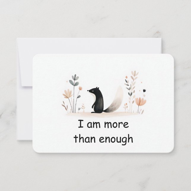 Self-Worth Skunk Woodland Animal Affirmation Card Einladung (Vorderseite)