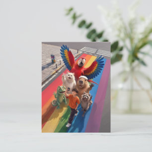 Selfie Boy Regenbogenkreuzung Postkarte