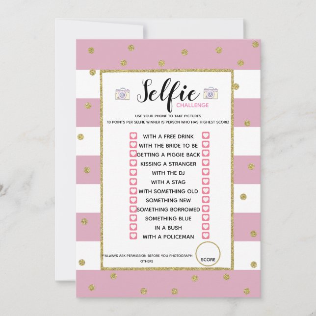 Selfie Challenge Spiel Einladung (Vorderseite)