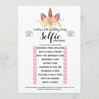 Selfie Challenge Spiel Geburtstagsparty Einladung