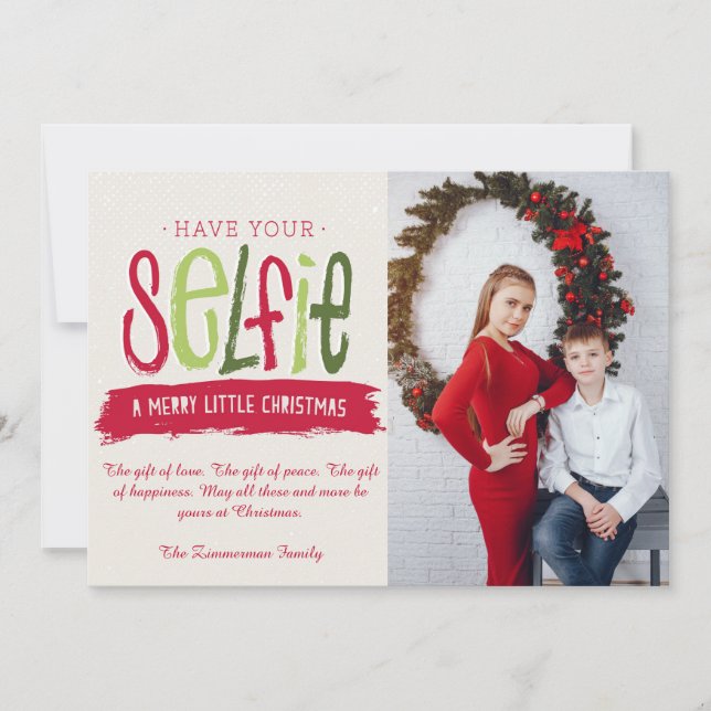 Selfie Christmas Grußkarte Einladung (Vorderseite)