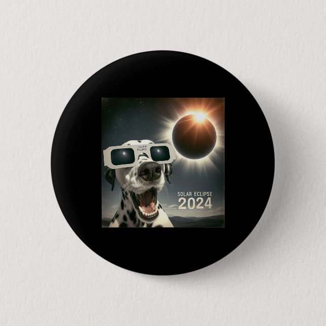 Selfie Dalmatiner Kids Mens Solar Eclipse Dog Button (Vorderseite)