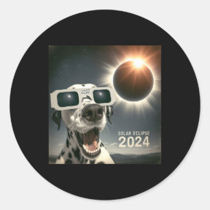 Selfie Dalmatiner Kids Mens Solar Eclipse Dog Runder Aufkleber