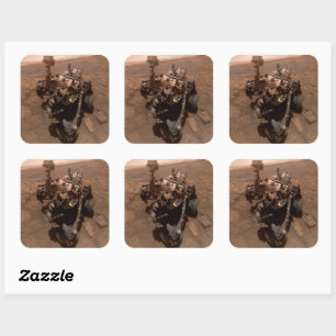 Selfie der Mars Curiosity Rote Marsszene Quadratischer Aufkleber