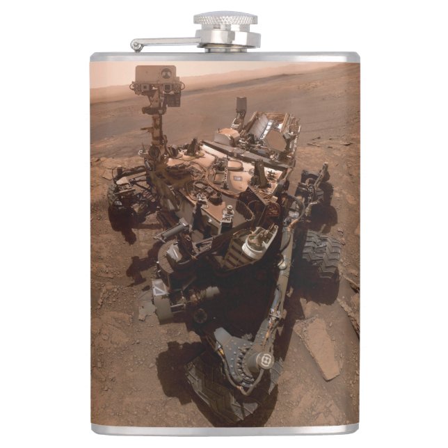 Selfie der Mars Neugier Roter Marsch Landschaft Flachmann (Vorderseite)