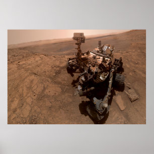 Selfie der Mars Neugier Roter Marsch Landschaft Poster