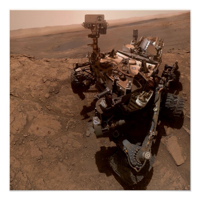Selfie der Mars Neugier Roter Marsch Landschaft Poster (Vorderseite)