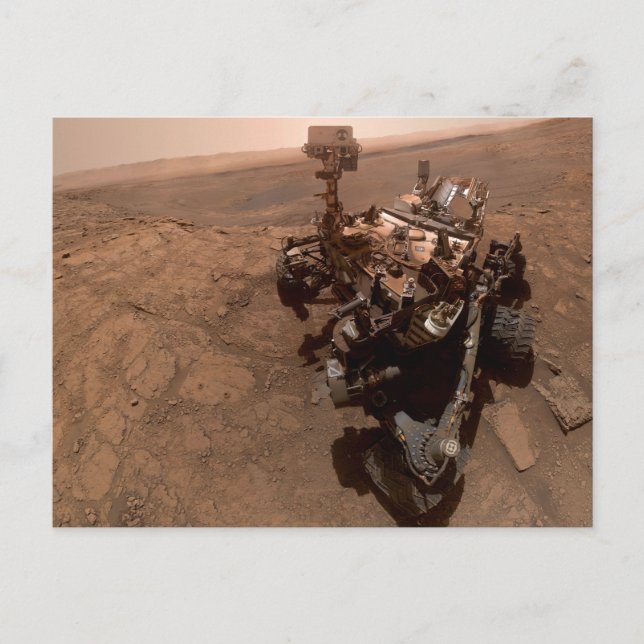 Selfie der Mars Neugier Roter Marsch Landschaft Postkarte (Vorderseite)