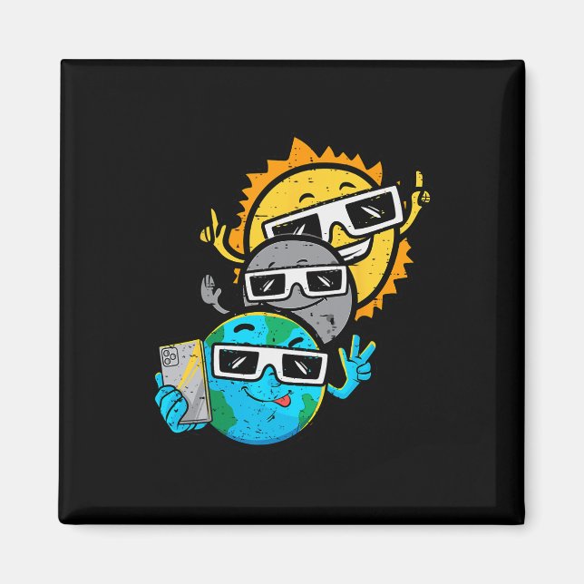 Selfie Earth Moon Sun Chaser Total Solar Eclipse 2 Magnet (Vorne)