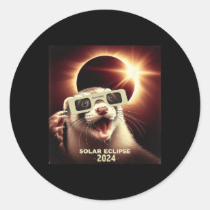 Selfie Ferret Kids Mens Solar Eclipse Ferret Runder Aufkleber