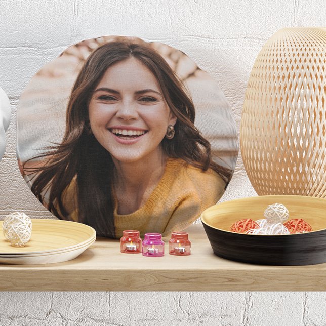 Selfie Foto Ihr Gesicht Upload Fun Party Rundes Kissen (Von Creator hochgeladen)