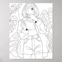 Selfie Girl Coloring Page