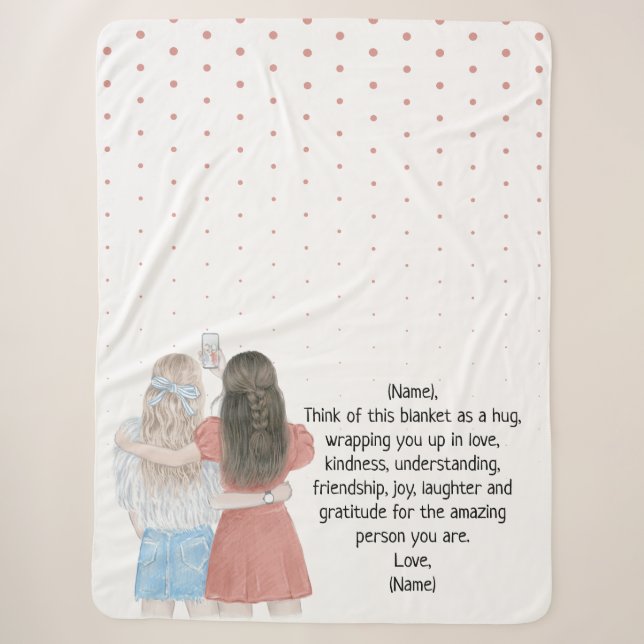 Selfie Girls Best Friends Custom Letter Note Sherpadecke (Vorderseite)
