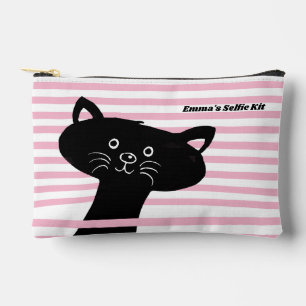 Selfie Kit - Niedliche Black Peeking Cat Zubehörtasche