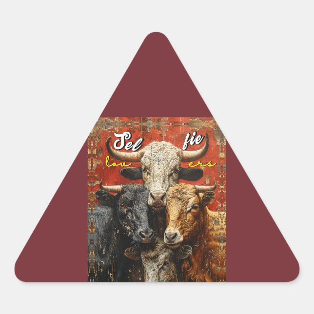 Selfie Lovers Cows Dreieckiger Aufkleber (Vorderseite)