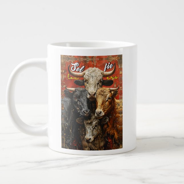 Selfie Lovers Cows Jumbo-Tasse (Links)