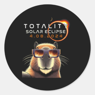 Selfie mit Totalität Eclipse Capybara Lover Runder Aufkleber