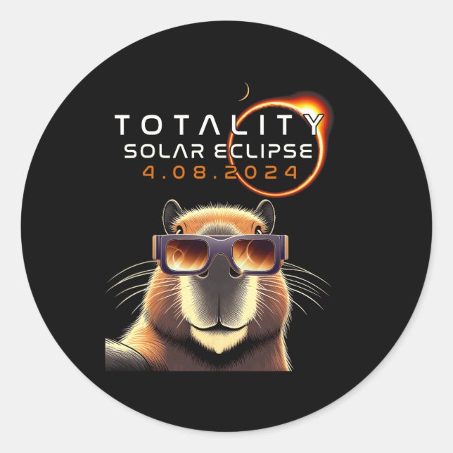 Selfie mit Totalität Eclipse Capybara Lover Runder Aufkleber (Vorderseite)