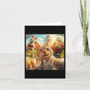 Selfie Osterkatze mit Ostersonnigen Erwachsenen K Karte