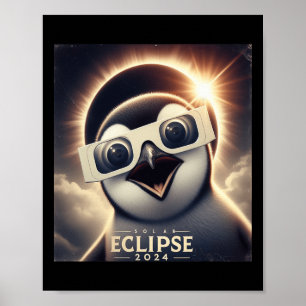 Selfie Penguin Kids Mens Solar Eclipse Poster