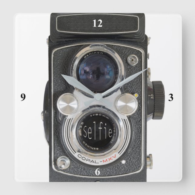 Selfie Quadratische Wanduhr (Vorderseite)