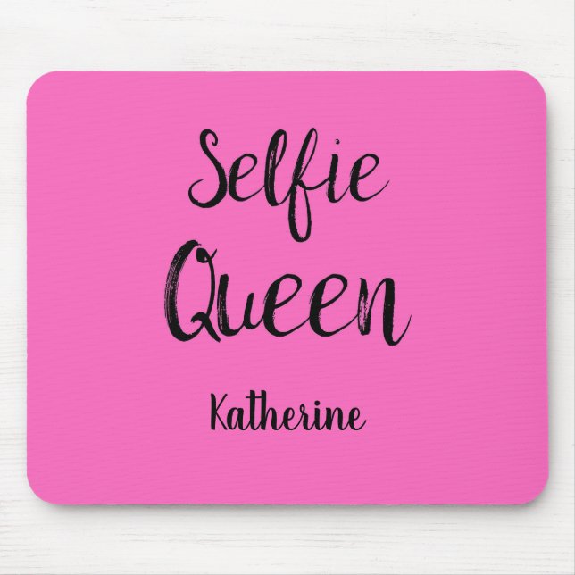 Selfie Queen Name Personalisiert Fuchsia Hot Pink Mousepad (Vorne)