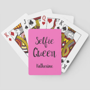 Selfie Queen Name Personalisiert Fuchsia Hot Pink Spielkarten