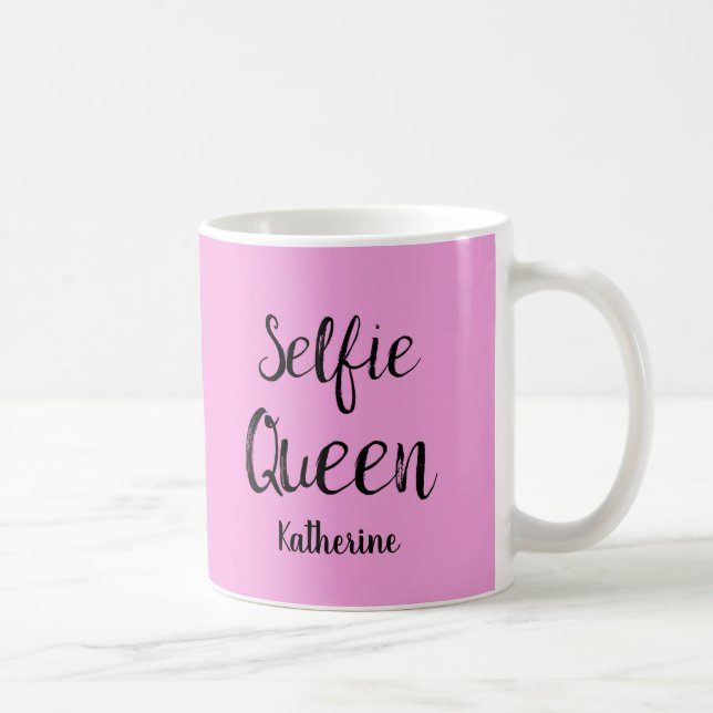 Selfie Queen Name Personalisiert Pink Kaffeetasse (Rechts)
