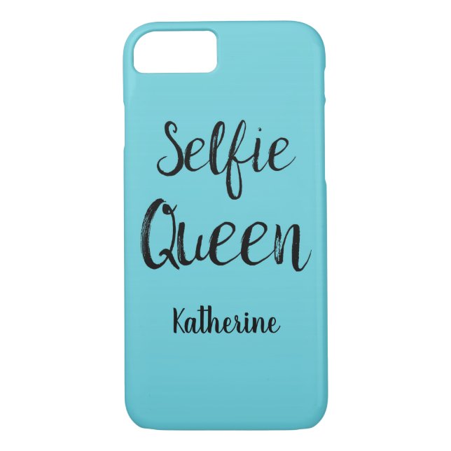 Selfie Queen Name Personalisiert Türkis Aquamarin  Case-Mate iPhone Hülle (Rückseite)