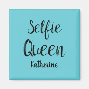 Selfie Queen Name Personalisiert Türkis Aquamarin Magnet