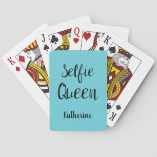 Selfie Queen Name Personalisiert Türkis Aquamarin Spielkarten