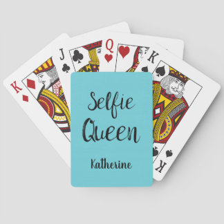 Selfie Queen Name Personalisiert Türkis Aquamarin Spielkarten