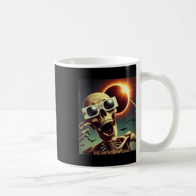 Selfie Skeleton Kids Mens Solar Eclipse 1 Kaffeetasse (Rechts)