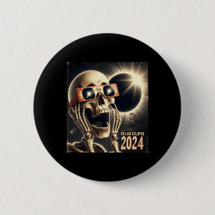 Selfie Skeleton Kids Mens Solar Eclipse 2 Button
