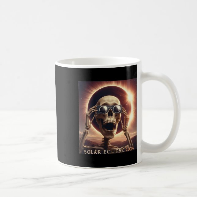 Selfie Skeleton Kids Mens Solar Eclipse Kaffeetasse (Rechts)