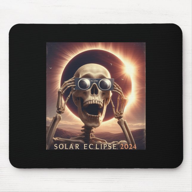 Selfie Skeleton Kids Mens Solar Eclipse Mousepad (Vorne)